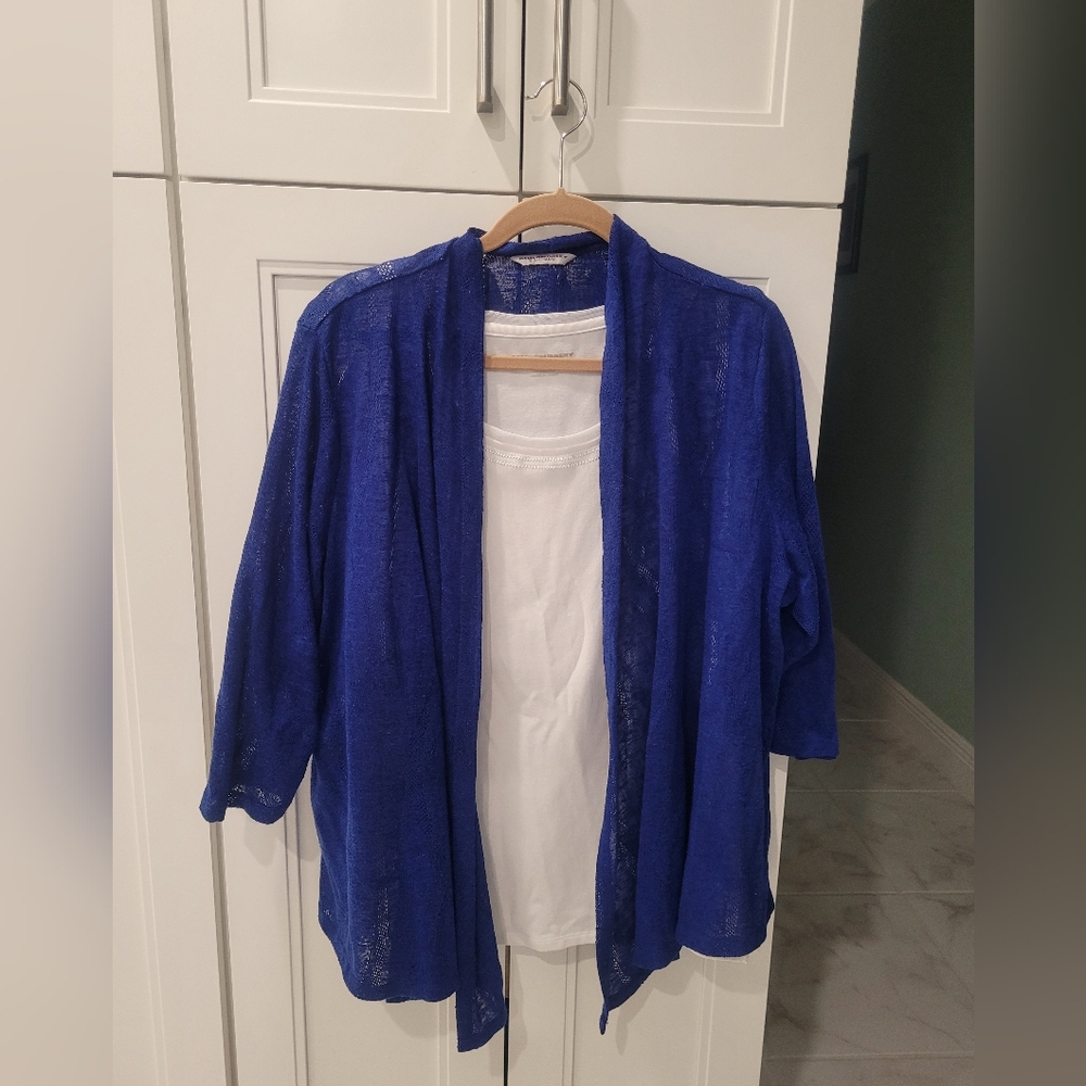 Allison Daley Sheer lacey Royal Blue Over Shirt/ Sweater Size 1X